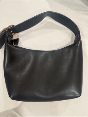 Black Leather Shoulder Bag - Minimal Women's Hobo